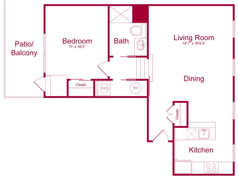 305 - 1 bed 1 bath - 765 SF