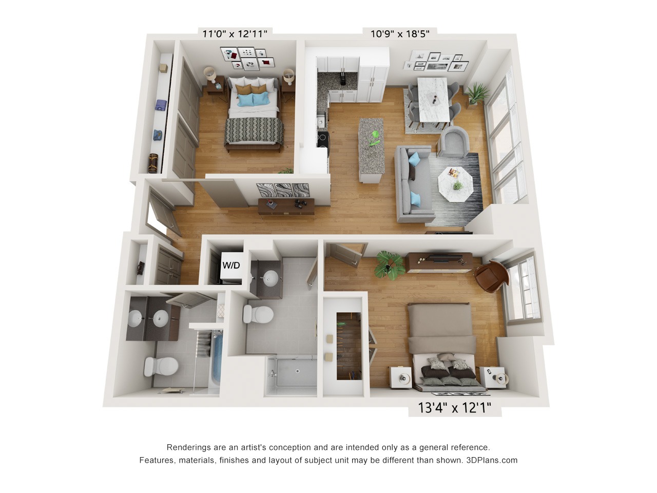 B2B - 2 Bed 2 Bath - 1,109 SF