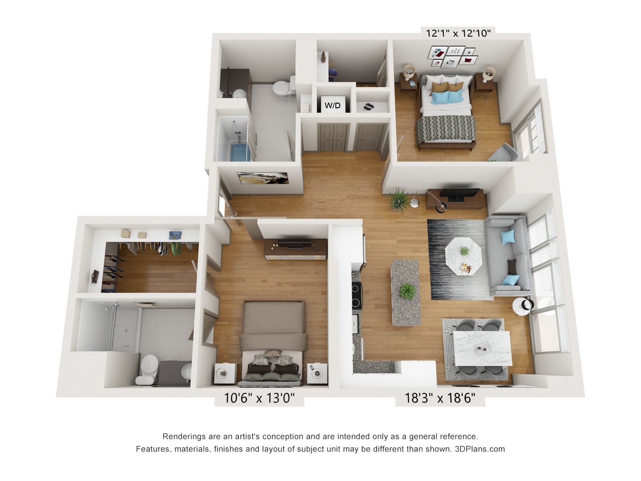 B2D - 2 Bed 2 Bath - 1,141 SF