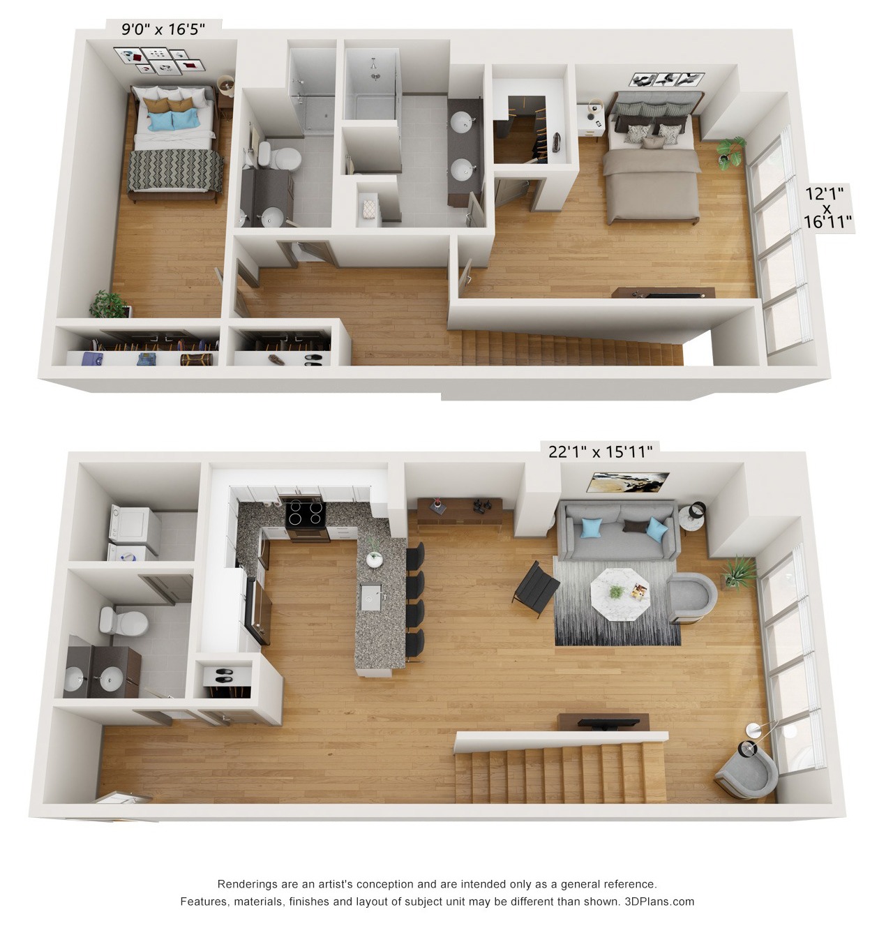 B2L - 2 Bed 2.5 Bath Bi-Level - 1,822 SF