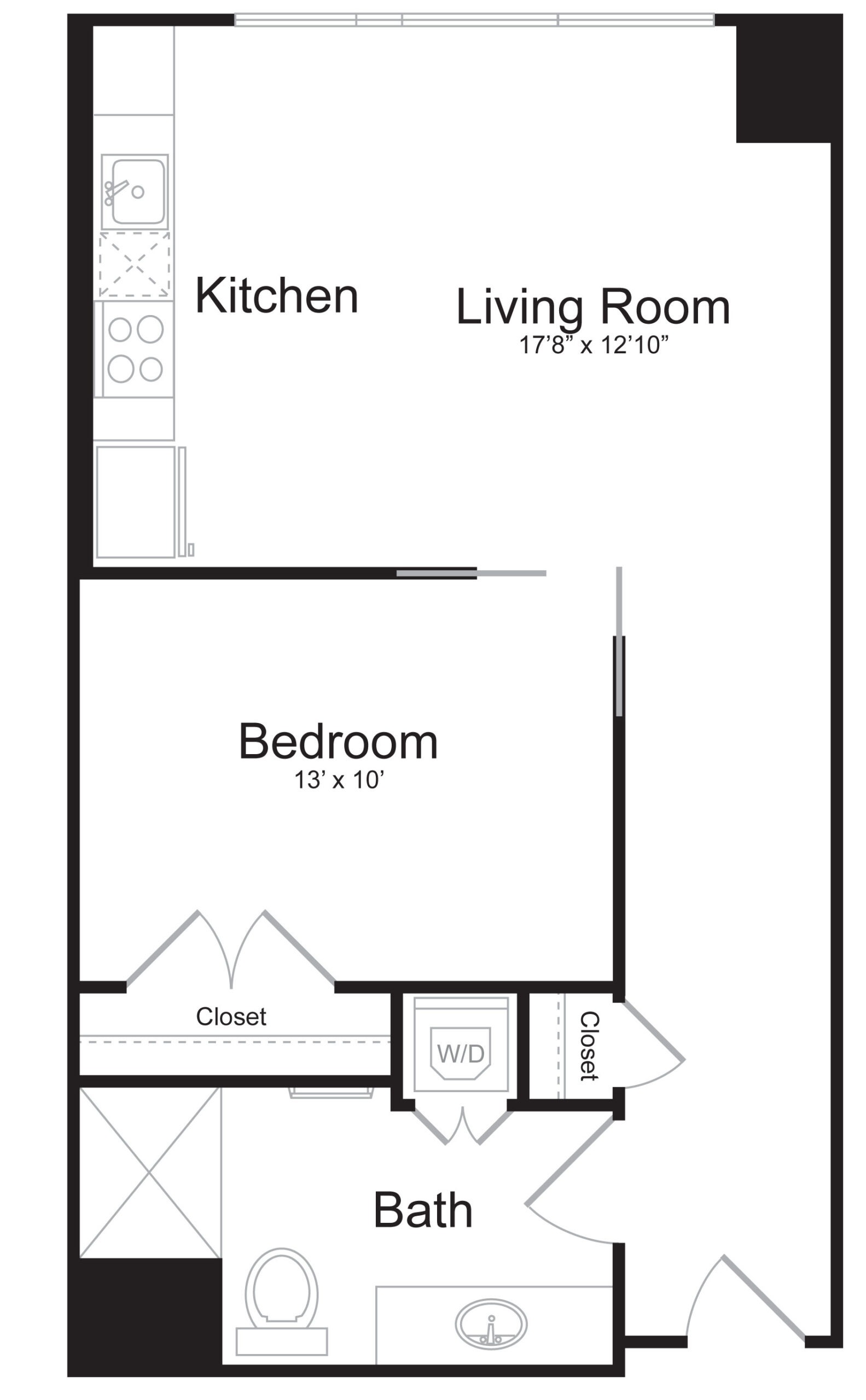 A1C - 1 Bed 1 Bath - 684 SF