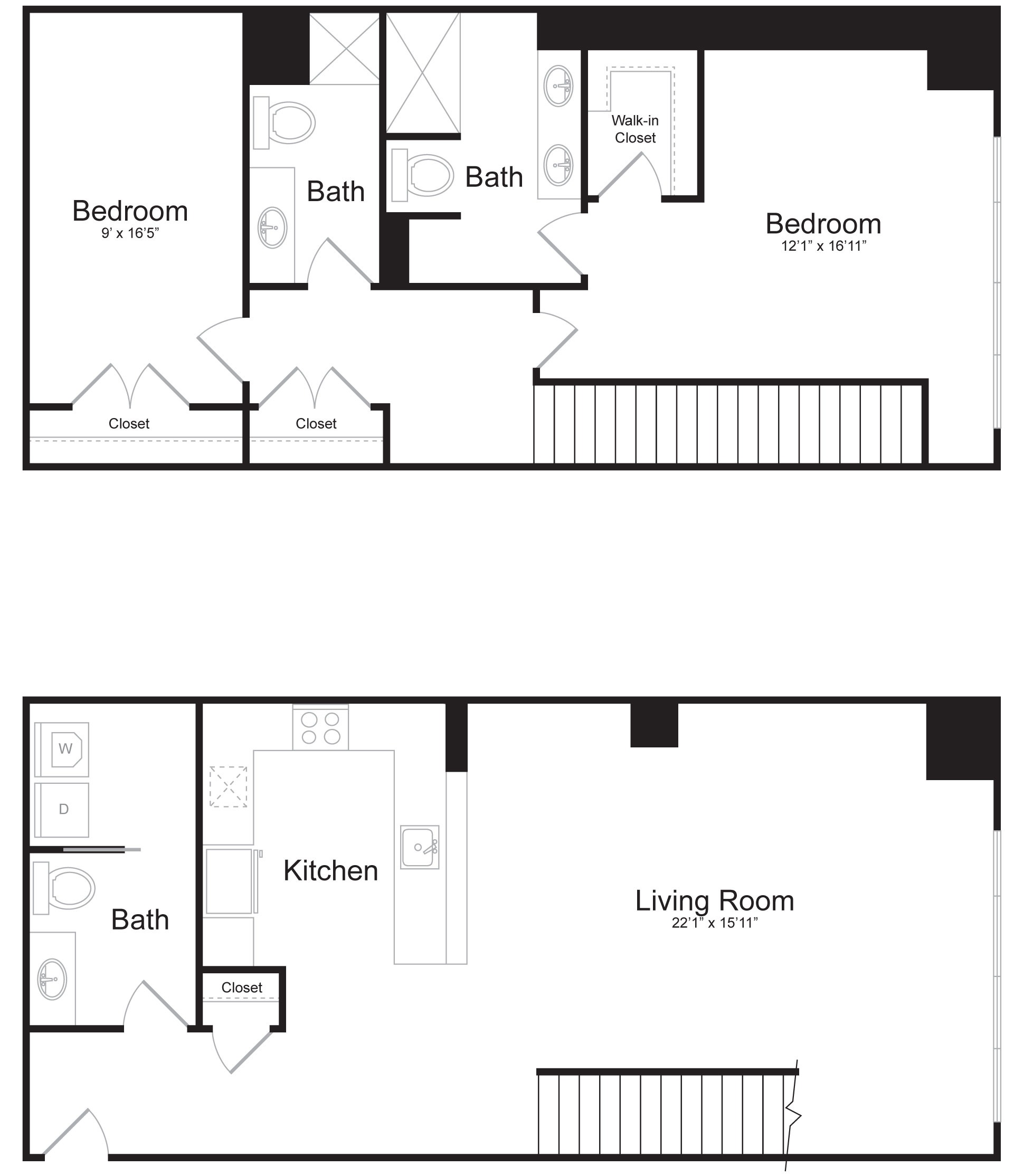 B2L - 2 Bed 2 Bath - 1,822 SF