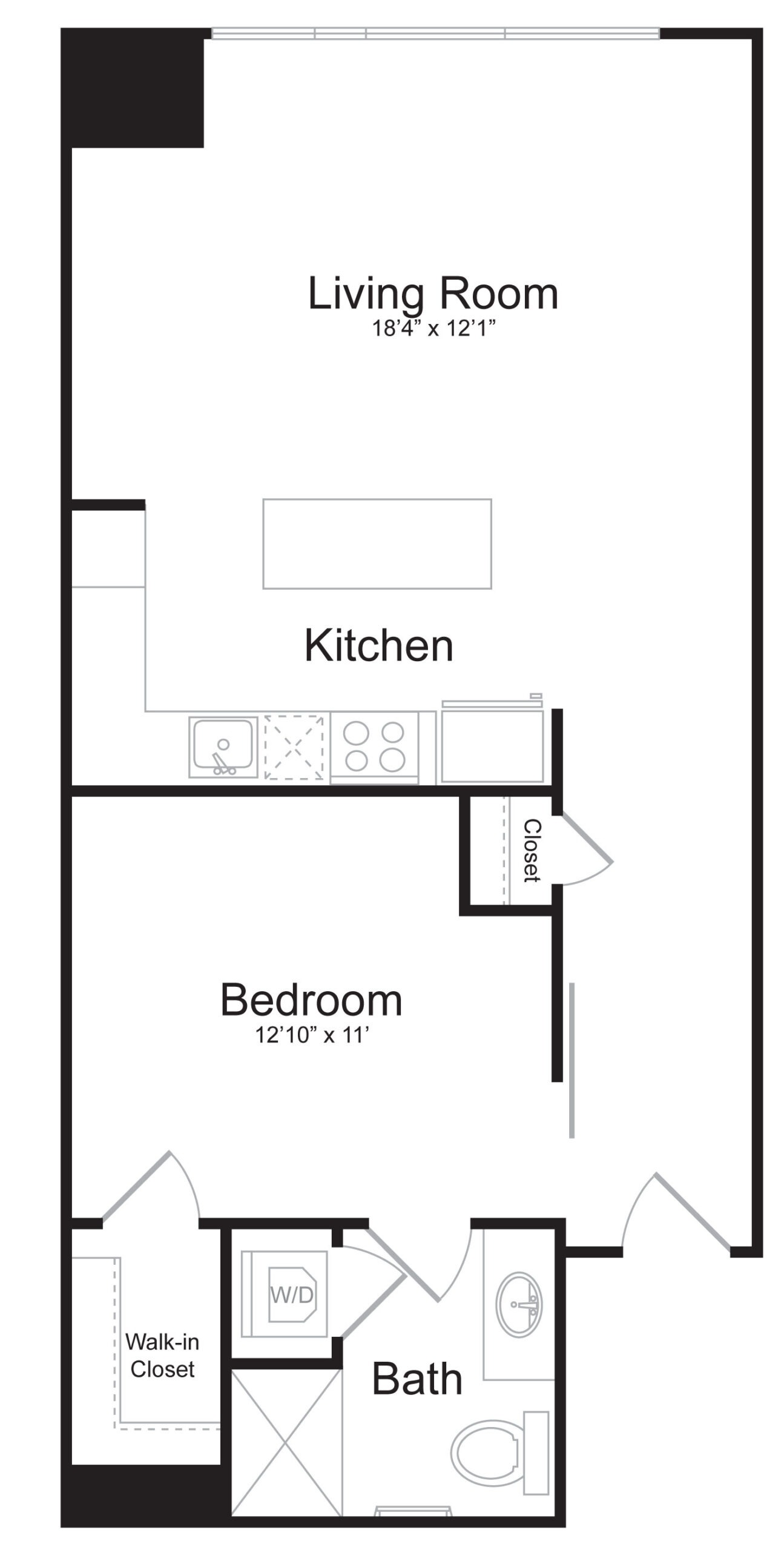 A1F - 1 Bed 1 Bath - 775 SF