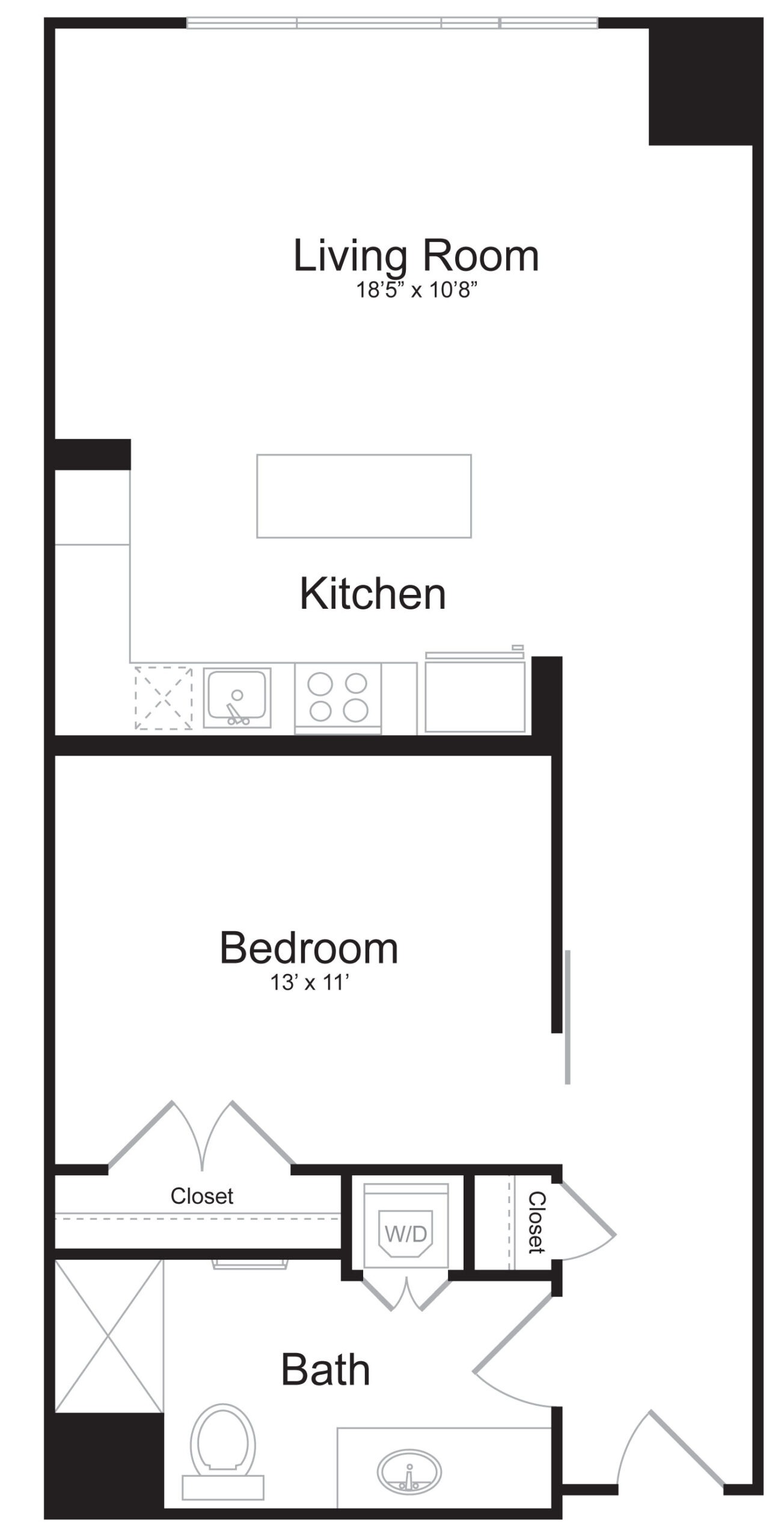A1J - 1 Bed 1 Bath - 815 SF