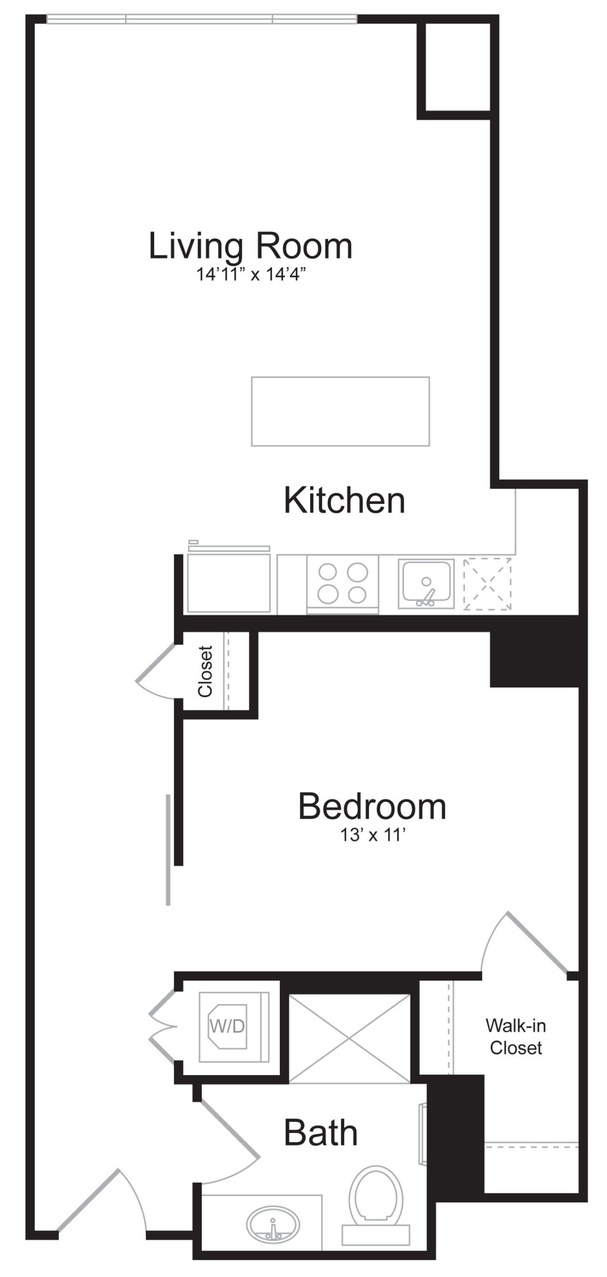 A1E - 1 Bed 1 Bath - 748 SF