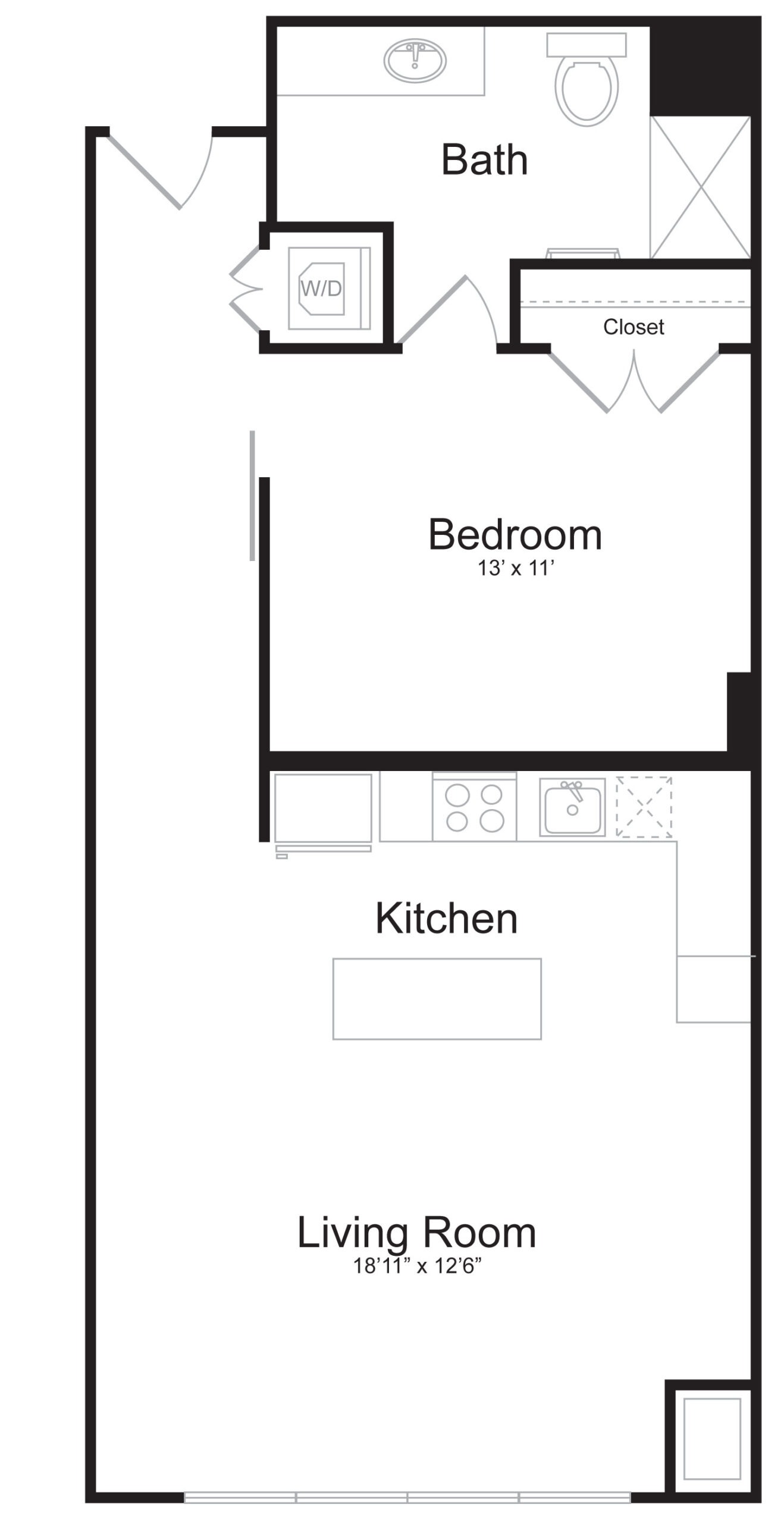 A1G - 1 Bed 1 Bath - 805 SF