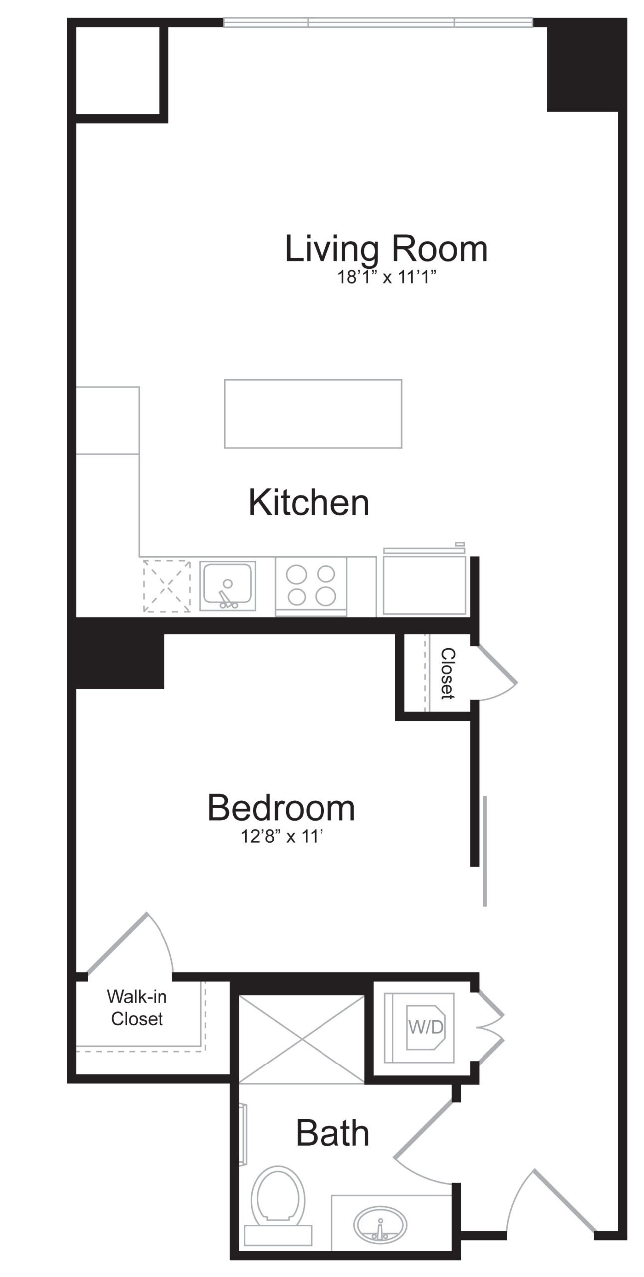 A1D - 1 Bed 1 Bath - 706 SF