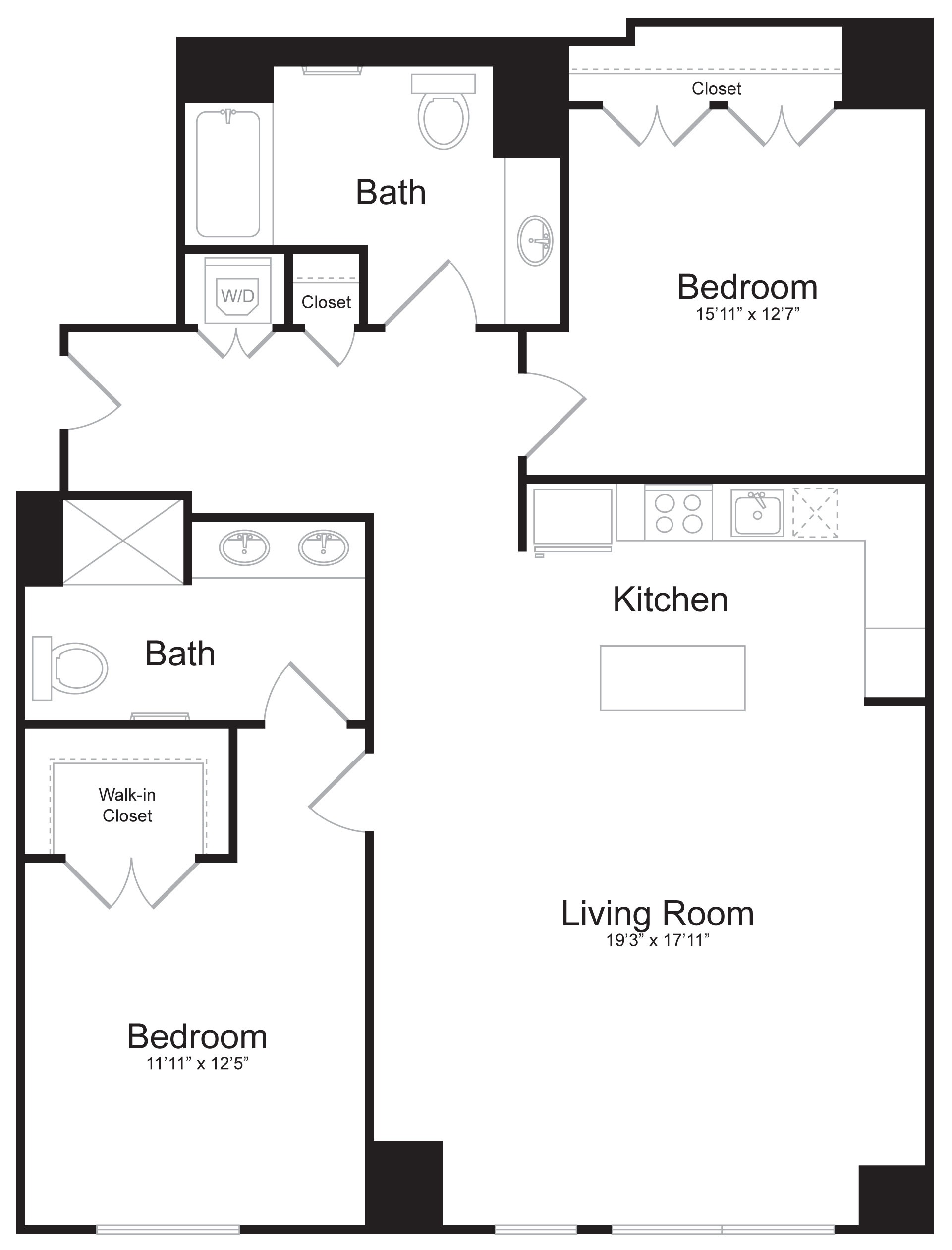 B2E - 2 Bed 2 Bath - 1,277 SF