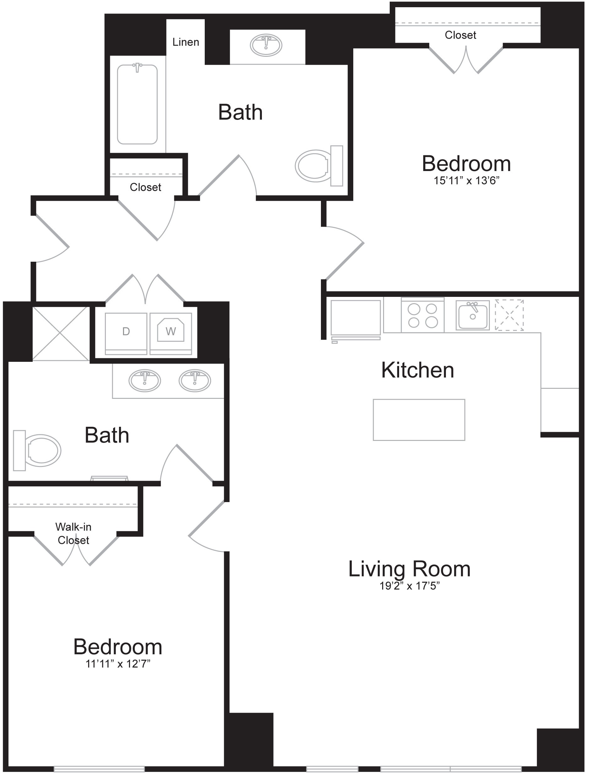 B2F - 2 Bed 2 Bath - 1,429 SF