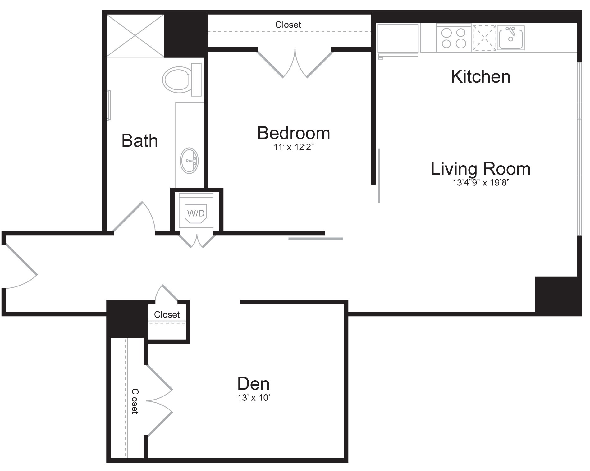 B1A - 2 Bed 2 Bath - 995 SF