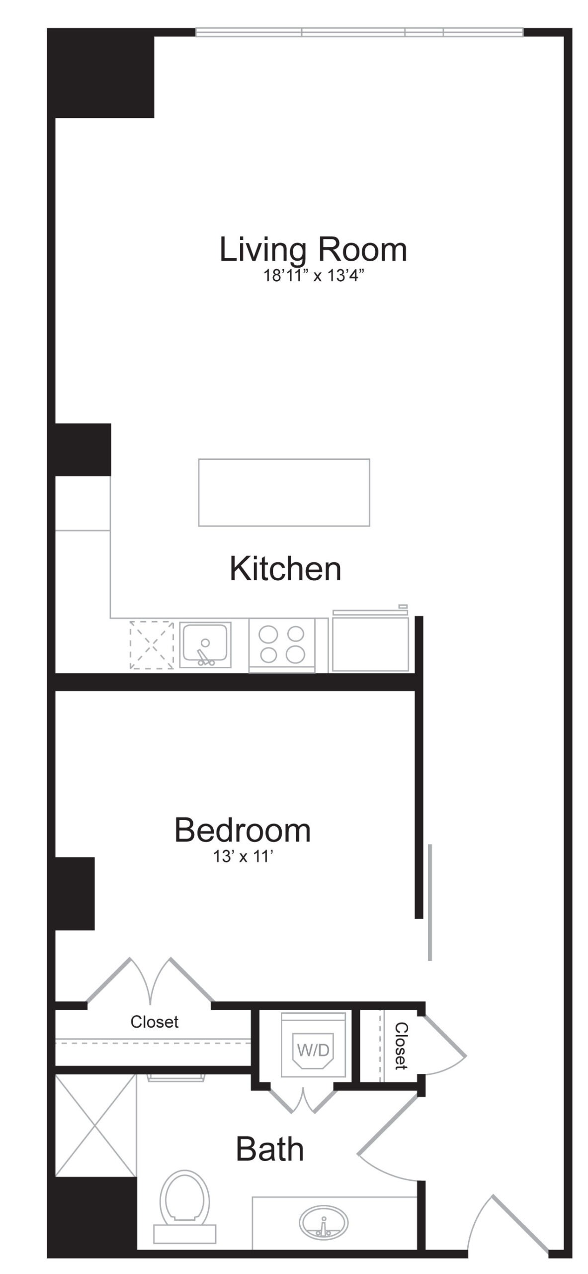 A1M - 1 Bed 1 Bath - 920 SF