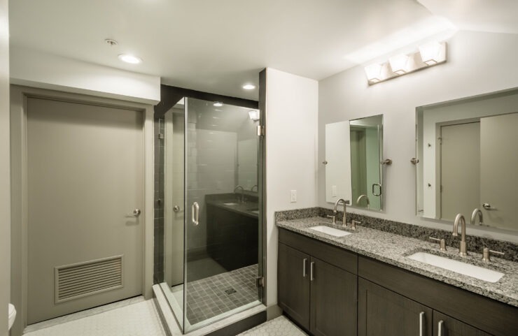 Bathroom With Gorgeous Glass and Porcelain Tiled Showers