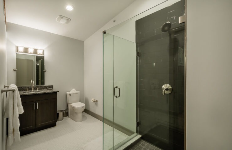 Bathroom With Gorgeous Glass and Porcelain Tiled Showers