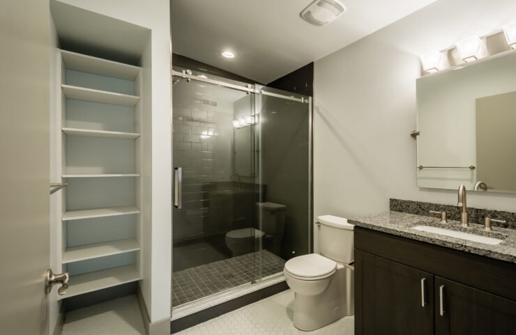 Bathroom With Gorgeous Glass and Porcelain Tiled Showers