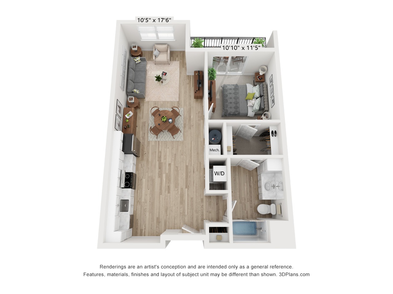 1 Bedroom 1 Bathroom Apartment