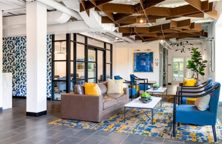 modern club room with comfy seating