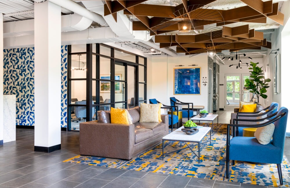 modern club room with comfy seating