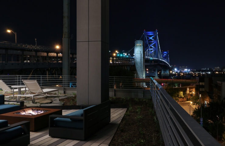 apartment with view of ben franklin bridge