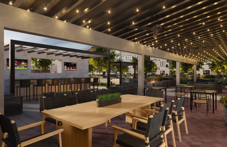 modern ambler apartments with outdoor amenity space