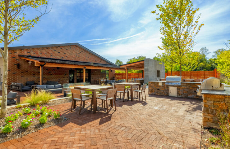 grilling area with tables