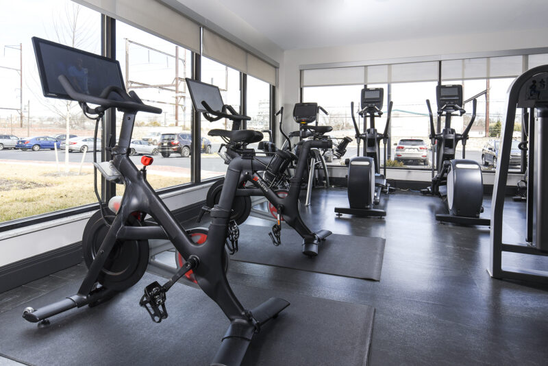 Club quality fitness center with Pelotons