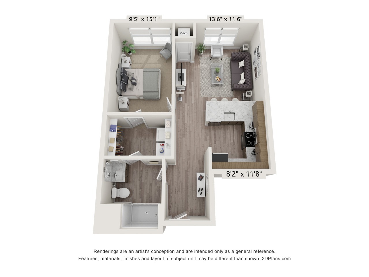 1 Bedroom 1 Bathroom - A1