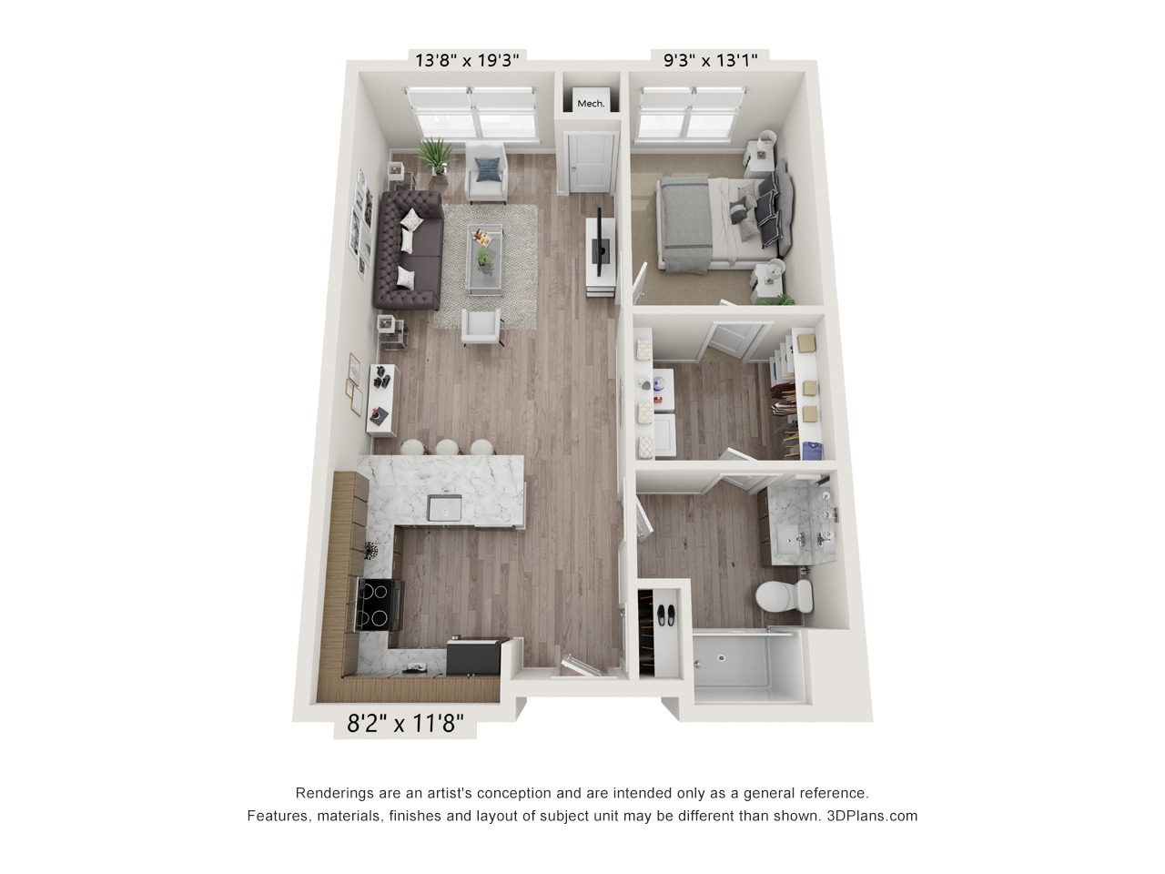 1 Bedroom 1 Bathroom - A