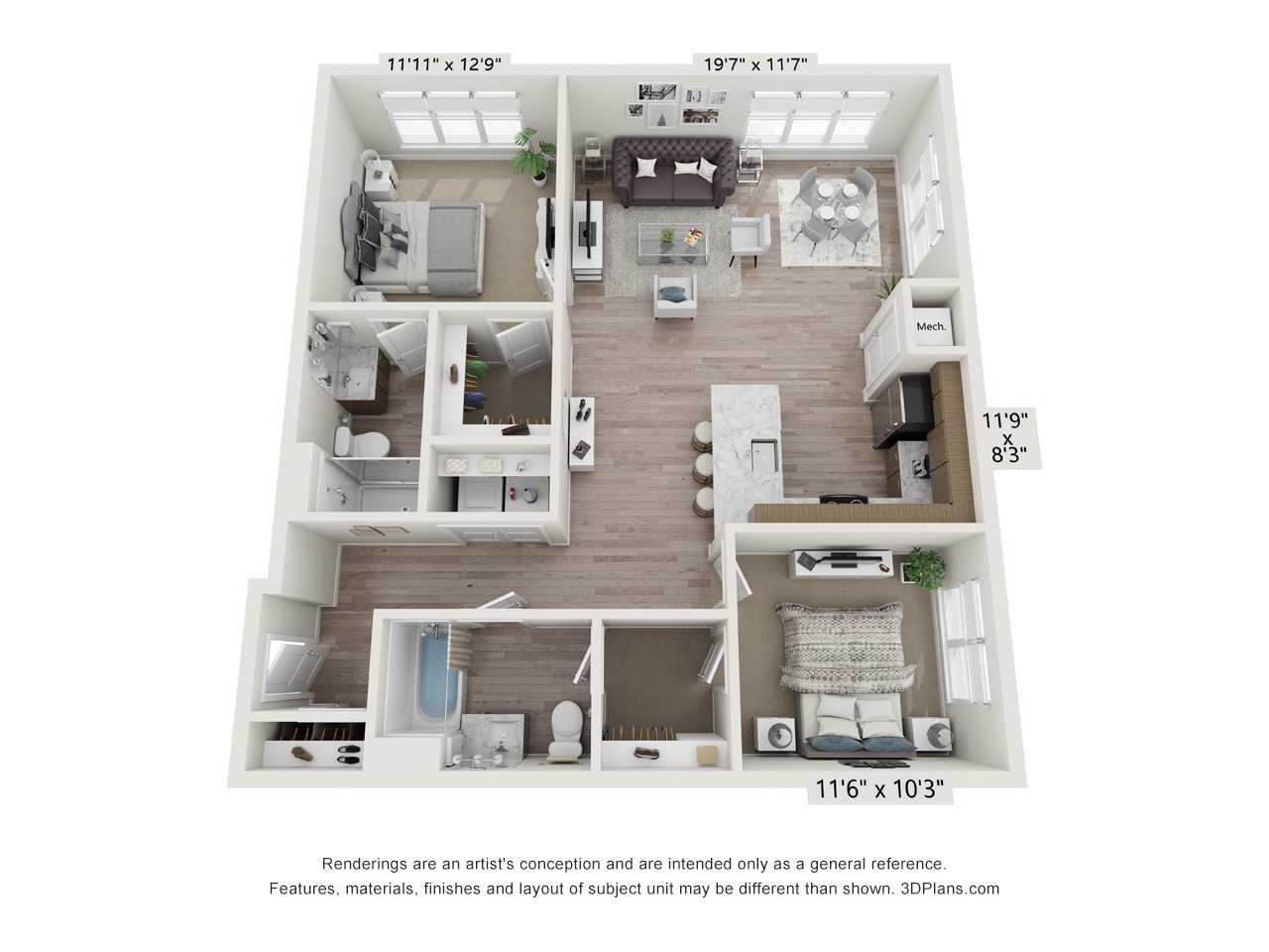 2 Bedroom 2 Bathroom - C