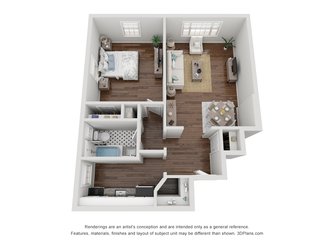 A1 - 1 Bedroom 1 Bathroom - 15A - 704 SF