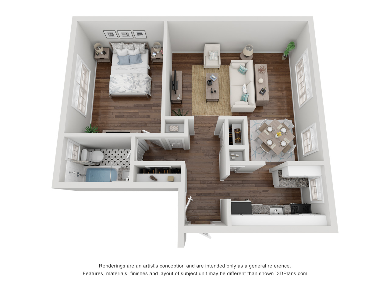 A2 - 1 Bedroom 1 Bathroom - 31E - 694 SF