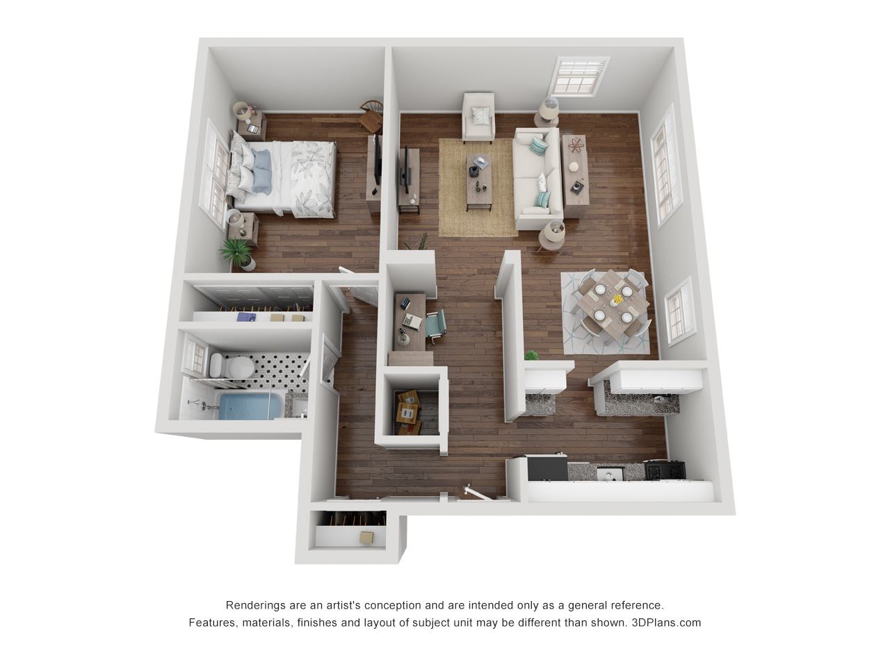 A4 - 1 Bedroom 1 Bathroom - 7B - 845 SF