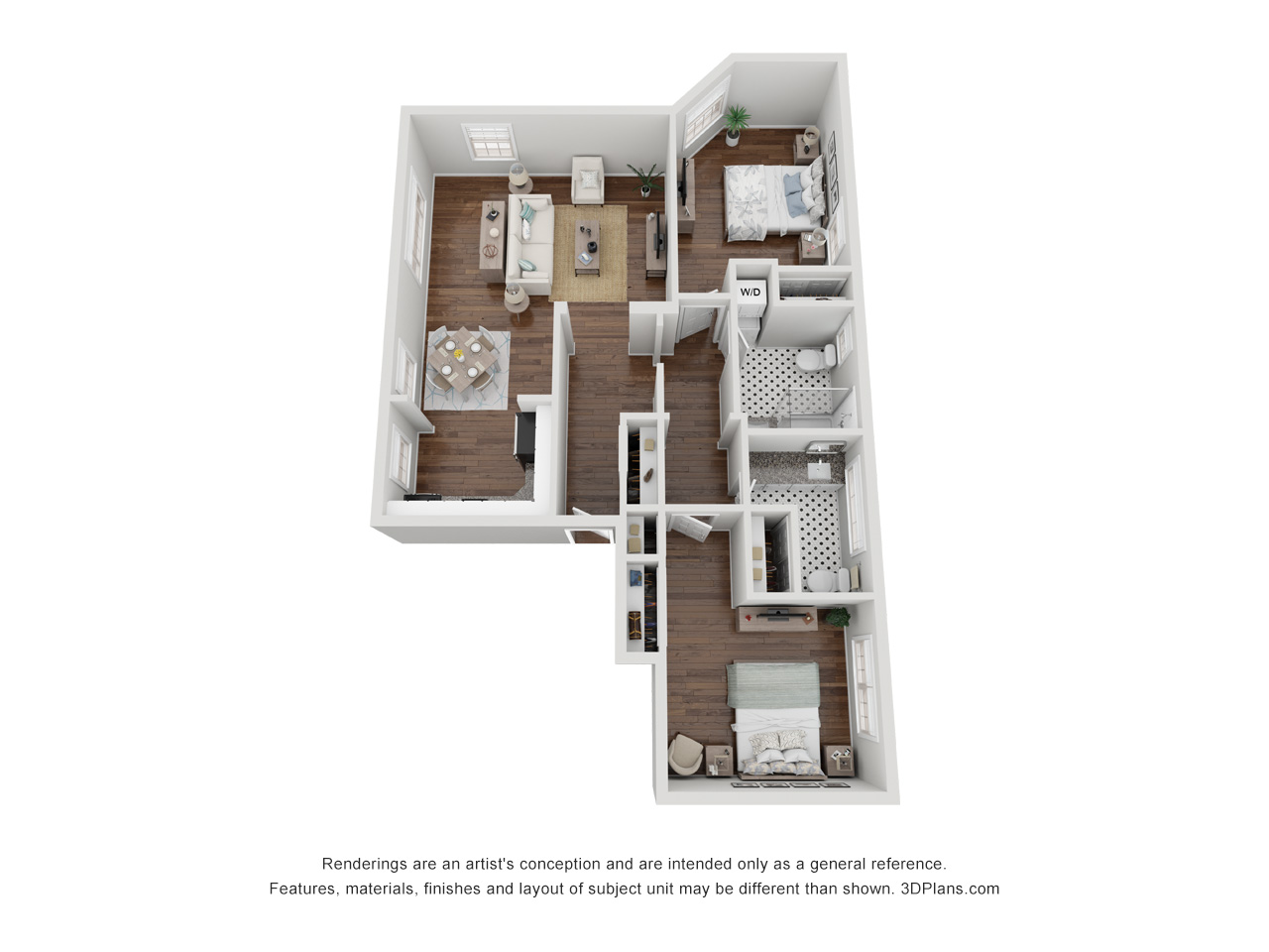 B2 - 2 Bedroom 2 Bathroom - 8A - 1,131 SF