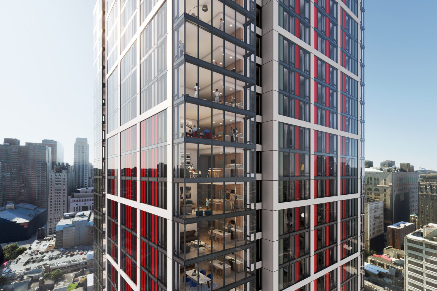 Rendering of a large, glass building in Philadelphia