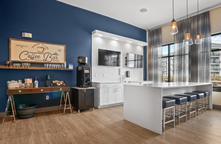 Sophisticated resident lounge with HDTVs