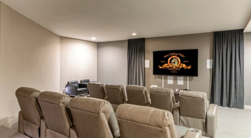 Movie theater with surround sound & plush seating