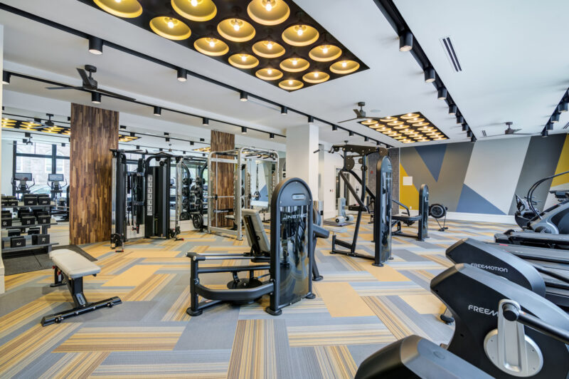 Fitness center with movement / yoga studio and top-of-the-line equipment