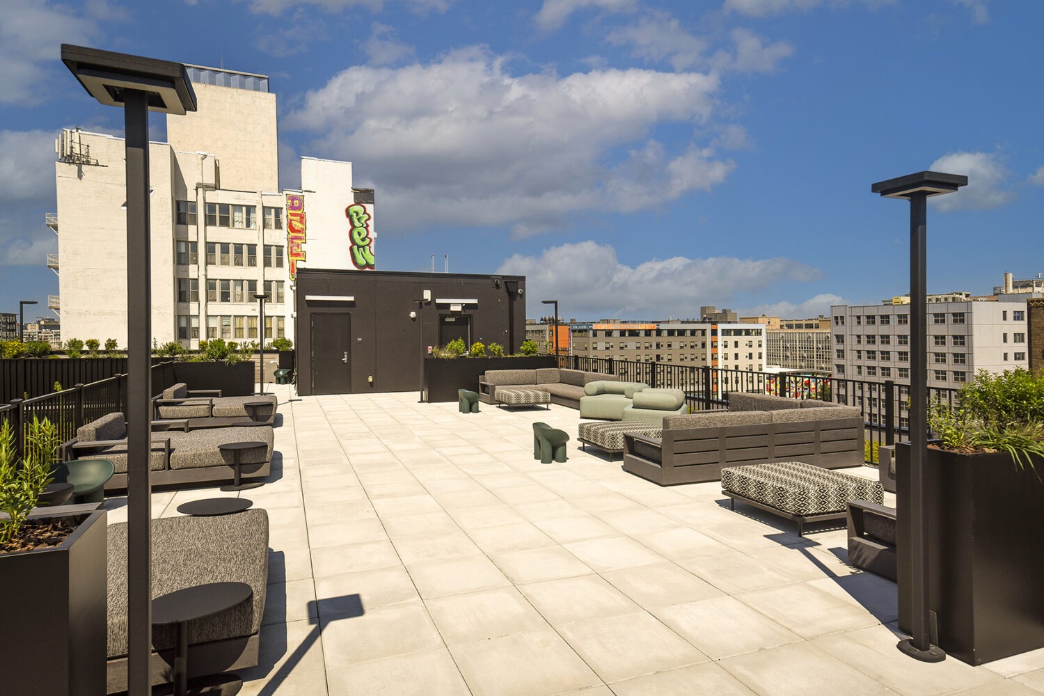 Roof deck with comfortable seating