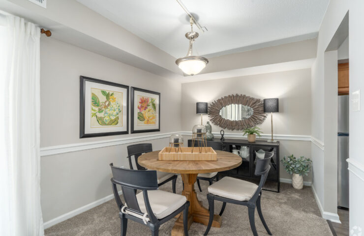 kitchen area with a table