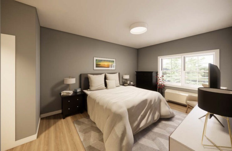 Bedroom With Vinyl Flooring and Ample Sunlight