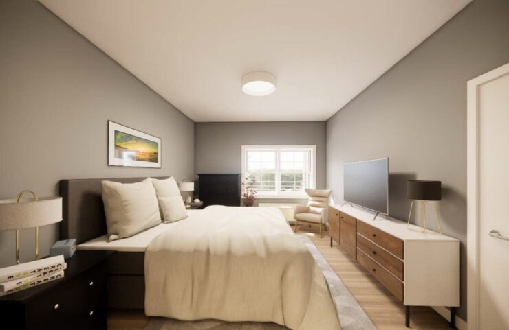 Bedroom With Vinyl Flooring and Ample Sunlight