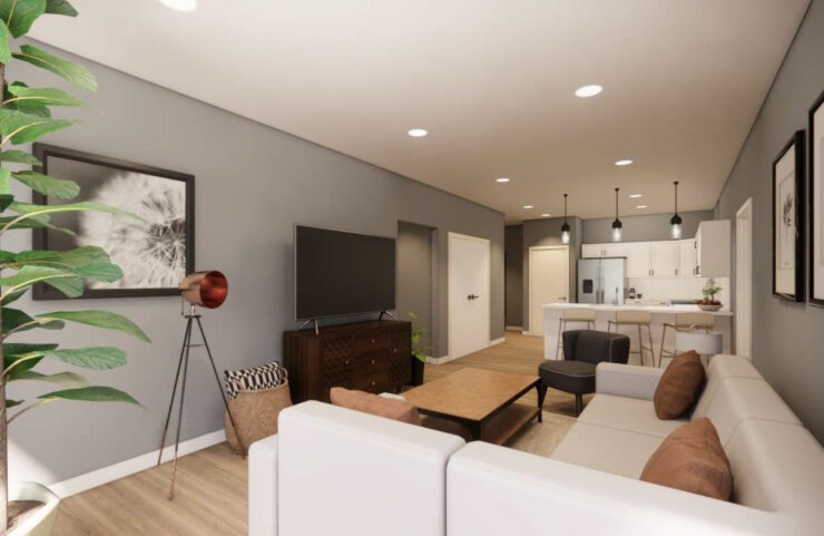 Open Layout Concept - Living Room With Recessed Lighting