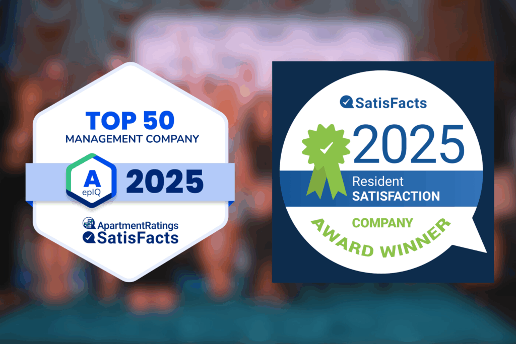 Two award badges listing Scully Company as a top property management company