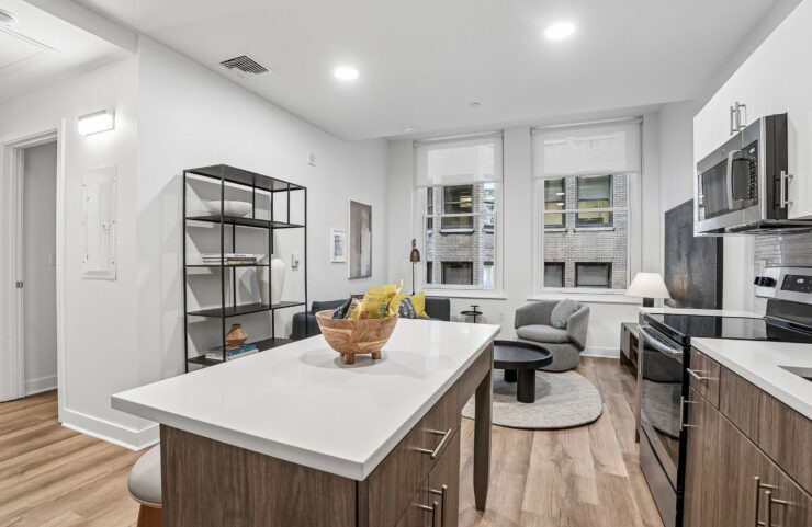 Kitchen in studio apartment in Midtown Village