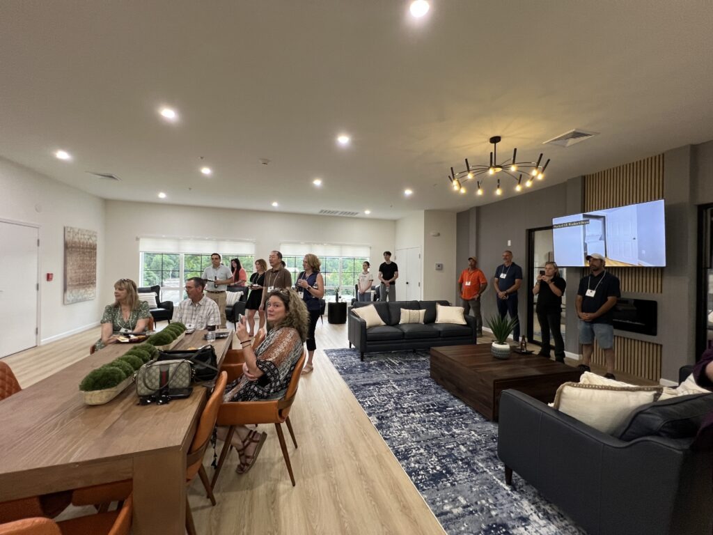 Guests in an event space at Phoenix Ridge Apartments in Allentown, PA