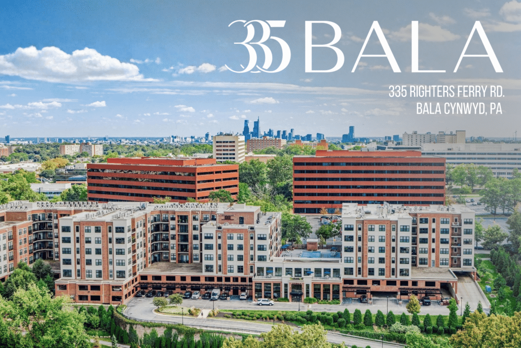 335 Bala Apartment Community in Bala Cynwyd Pennsylvania Philadelphia with the logo and address