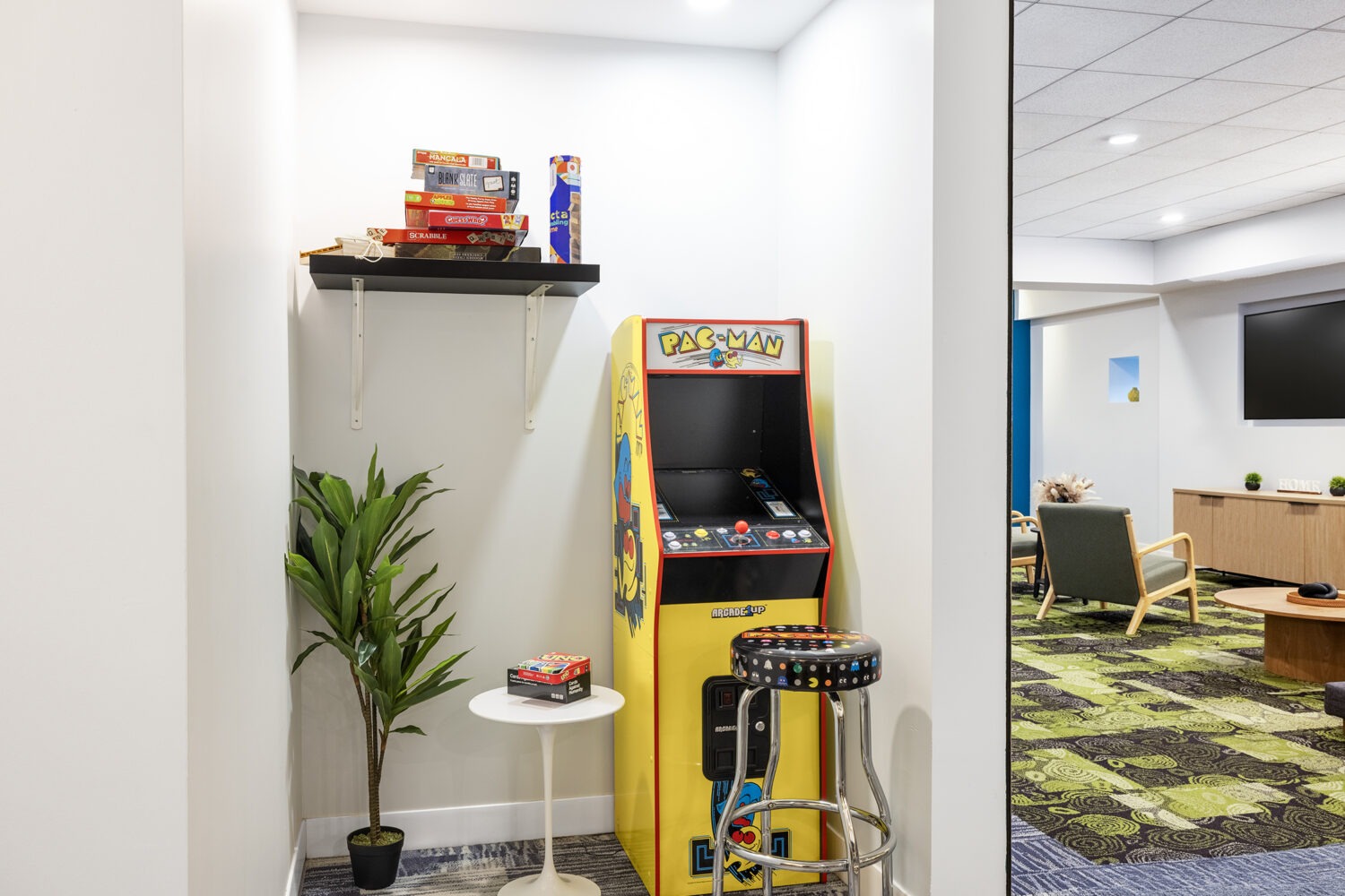 retro packman arcade gme with board games
