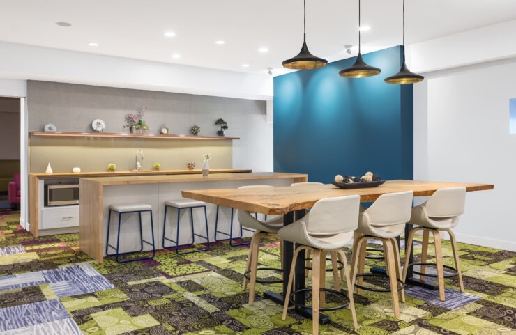 resident lounge with shared kitchen and table to seat 10 